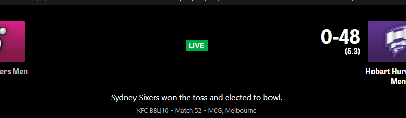 Sydney Sixers vs Hobart Hurricanes