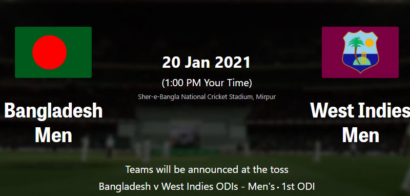 West Indies vs Bangladesh 1st ODI