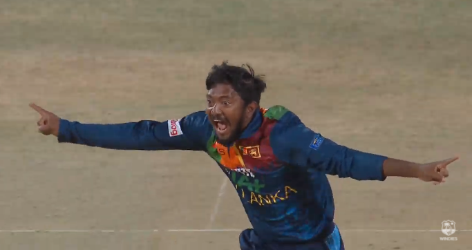 Akila Dananjaya Hat trick -SL vs WI 1st T20I -4th Sri Lankan T20I HatTrick