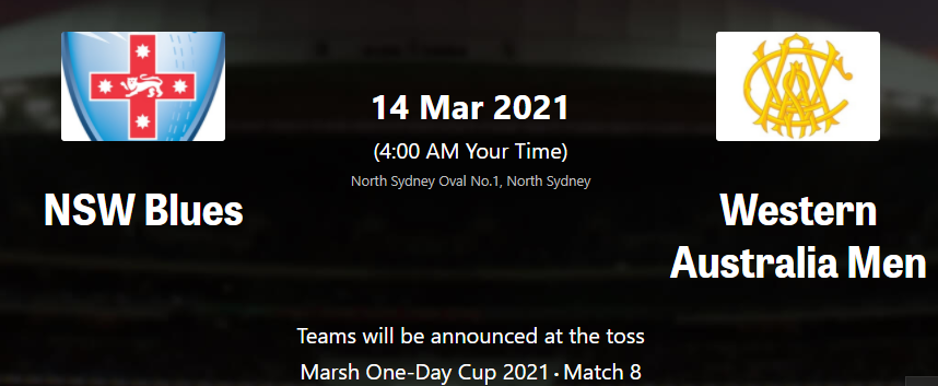 Marsh One-Day Cup2021: WAU vs NSW 8th Match Marsh OD-Cup Live score Streaming, Preview, Prediction, Schedule, Dream 11 Western Australia vs New South Wales MEN