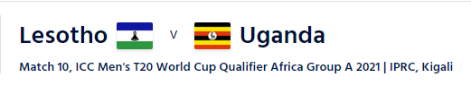 Lesotho vs Uganda Match 10
