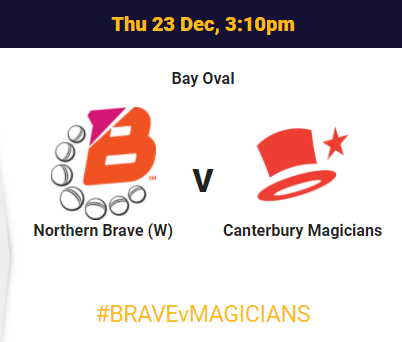 Women  Super Smash  T20, Match 11:   CM-W vs NB-W Live streaming  details    Canterbury Magicians vs    Northern Braves