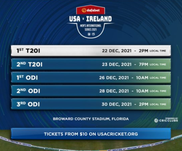USA vs IRE 1st T20I Live streaming  details- Ireland vs United States of America  T20I series 2021-22
