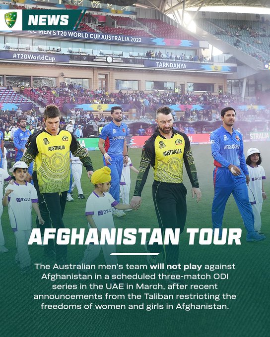 Australia Cancelled ODI series against Afghanistan  in UAE.|UAE Afghanistan vs Australia ODI series