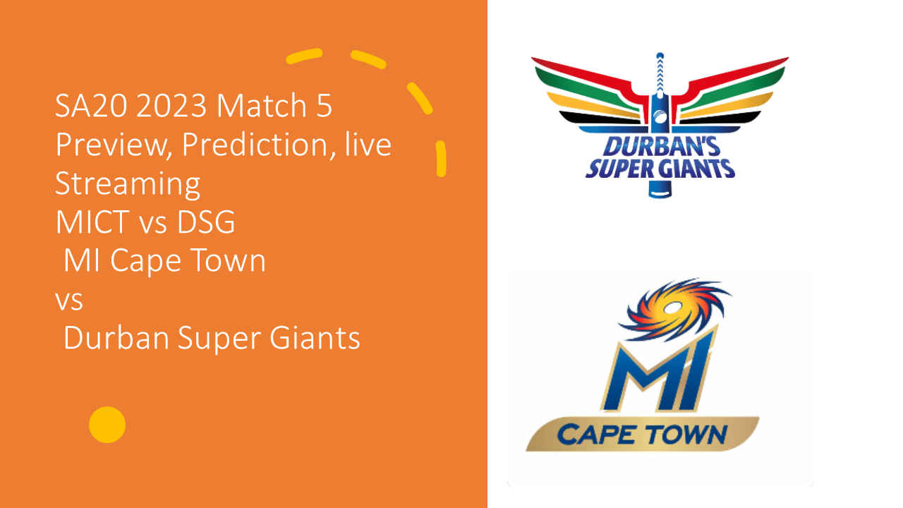 SA20 2023: Match 5, MICT vs DSG Match Preview, prediction, live stream |Where to watch MI Cape Town vs Durban’s Super Giants ?
