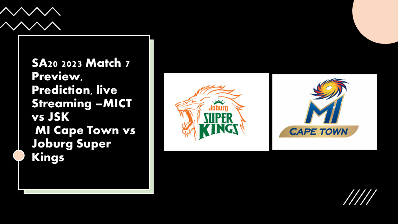 SA20 2023: Match 7, MICT vs JSK Match Preview, prediction, live stream |Where to watch MI Cape Town vs Joburg Super Kings ?