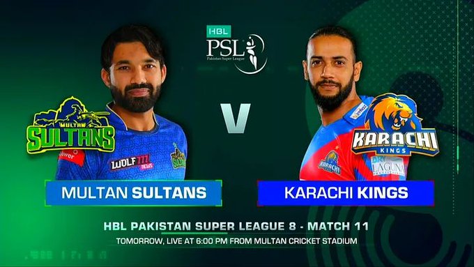PSL 8 2023 Match 11th MS vs KK Dream11 Team Prediction, Head to Head Stats, Match Preview -Multan Sultans vs Karachi Kings