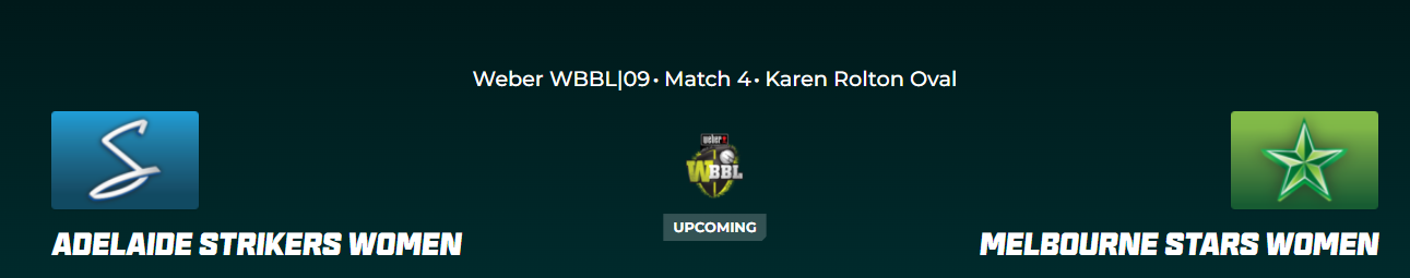 AS-W vs MS-W Head to Head Stats:Adelaide Strikers vs Melbourne Stars Match 4 Weber WBBL|09