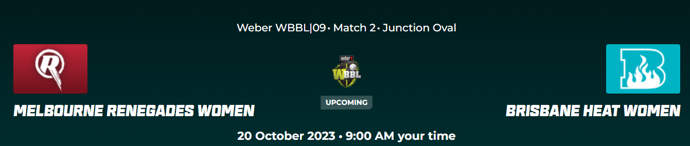 Weber WBBL|09: Menlbourne Renegades Schedule,Fixtures list Women Big Bash League 2023