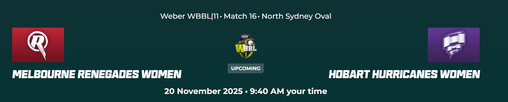 Live Streaming Guide Melbourne Renegades Women vs Hobart Hurricanes Women Match 16 WBBL|11 MR-W vs HH-W