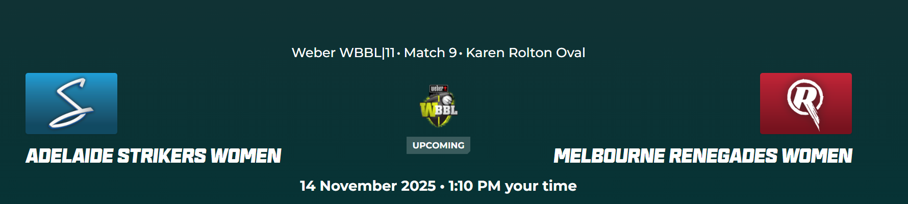 Live Streaming Adelaide Strikers Women vs Melbourne Renegades Women