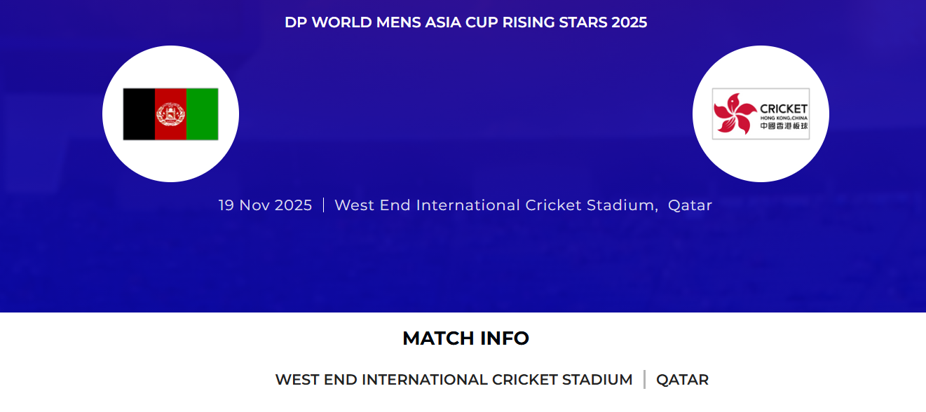 Live Streaming Guide Afghanistan A vs Hong Kong The Asia Cup Rising Stars 2025
